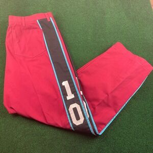 Vintage Red Track Pants 10 Graphic Side Stripe Athletic Casual